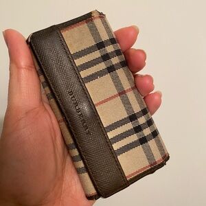 Burberry Beige and Black Checkered Key Holder